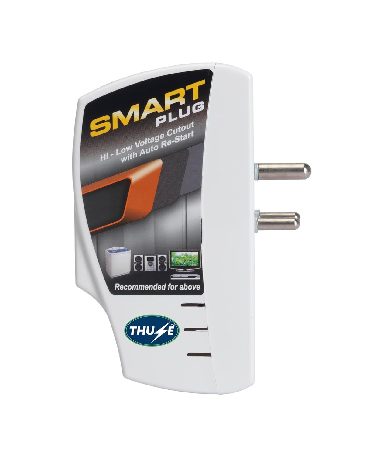 Smart Plug High Low Voltage Protector @1 6Amp Rating with Surge Protection Upto 4000 Volts_SPGBW (White)