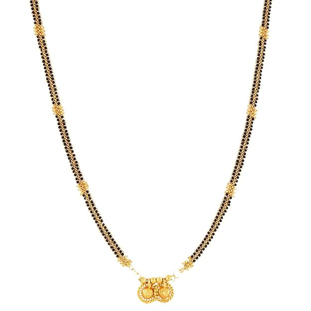MEENAZ Traditional Temple Forming 1 One Gram Gold Stylish Meenakari Maharashtrian Stylish Long Wati Mangal sutra Pendant Tanmaniya Black Mangalsutra For Women chains golden - MS-ME912