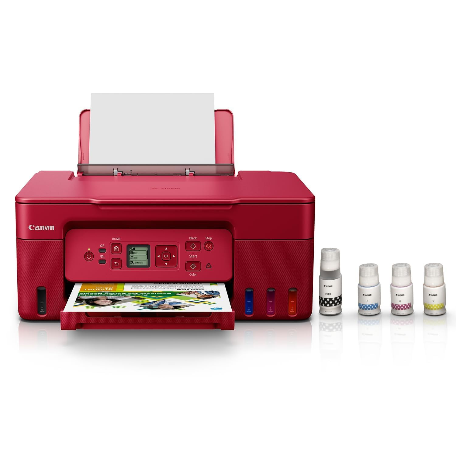 Canon PIXMA MegaTank G3770 Red All-in-one WiFi Inktank Colour Printer with 1 Year Additional Warranty on Product Registration
