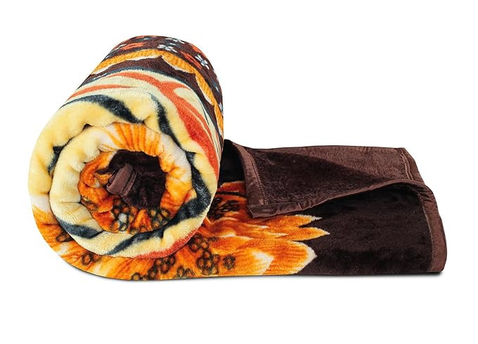 BSB HOME® Premium Super Soft Cloudy Printed Mink Double Bed Blanket for All Season, Ultrasoft & Cozy Single Ply Blanket | |220 x 230 Cm (Beige & Brown, Pack of 1)