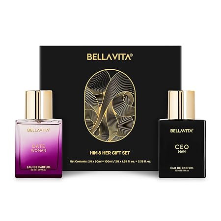 Bella Vita Luxury Ceo Man & Date Woman Liquid Eau De Parfum Perfume Gift Set 2X50Ml For Men And Women With Lemon, Lavender, Pink Pepper|Floral, Fruity, Woody Long Lasting Edp Fragrance Scent