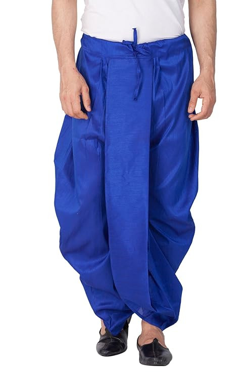 VASTRAMAY Mens Cotton Silk Dhoti (Black_VASMDTBL)