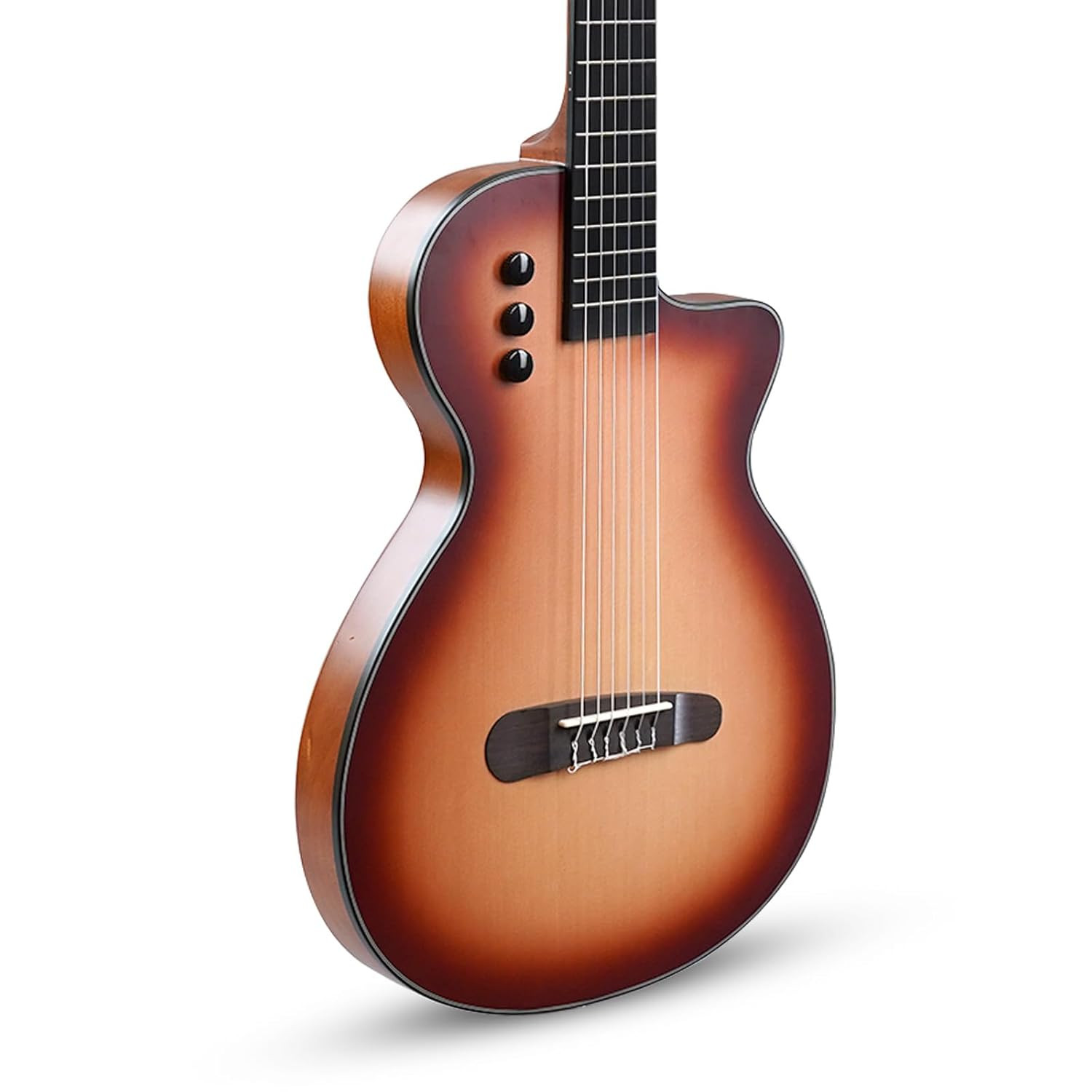 Kadence 39 Electric Classical Guitar - Thin Body SILENT GUITAR - Nylon Strings, Spruce Top, Solid Okoume back & sides, Matt Finish with Rounded Frets, Padded Bag and EQ (Travel Classical Guitar)