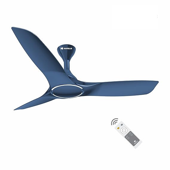 Havells 1200mm Stealth Air BLDC Motor Ceiling Fan | Most Silent & Premium, 5 Star with RF Remote, 100% Copper | Upto 55% Energy Saving, Timer, Memory Backup | (Pack of 1, Mettalic Black)