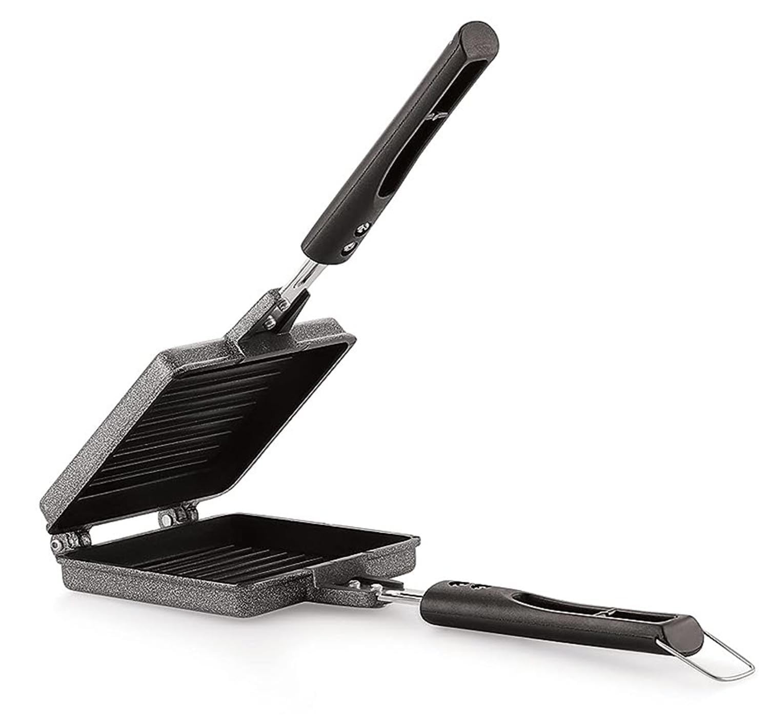 Dialust Non-stick Jumbo Grill Gas Toaster Premium Big Bread Toaster, Sandwich Maker Griller with bakelite Long Handles, Gas Stove Toaster(Aluminium, Black)