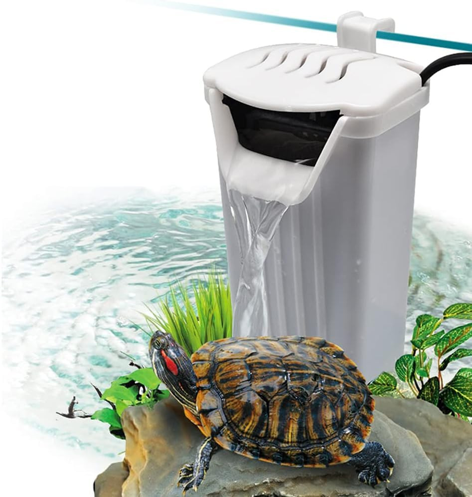Buraq Aquarium Turtle Filter TF-500, Low Water Fountain Filter, Fish Tank Hanging Circulation Filter Pump for Turtle, Reptile (350 L | H)