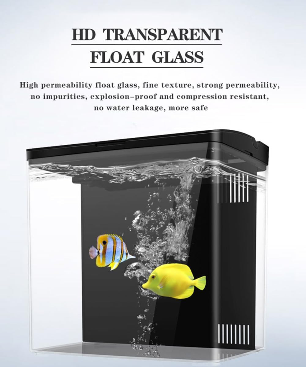 Rizopets USB Charging Mini Aquarium Fish Tank with Inbuilt Led Light, Pump and Filter Sponge, Suitable for Home, Living Room and Office (White)