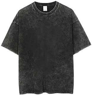 boffi ... 100% Cotton Oversized T-Shirt Unisex Drop Shoulder Dye Washed Street Look Black Pack of 1