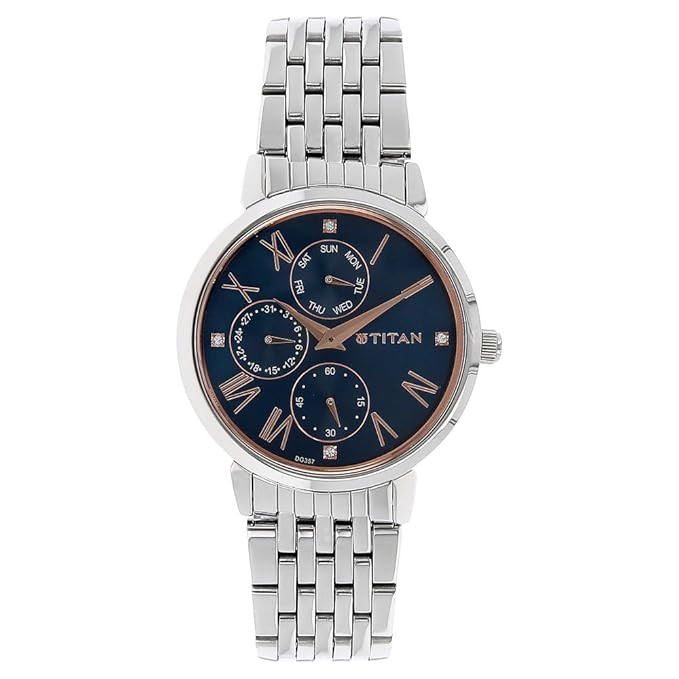 Titan Workwear Blue Dial Women Watch With Stainless Steel Strap-NS2569SM01/NT2569SM01