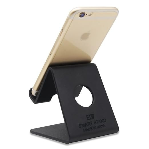 ELV Desktop Cell Phone Tabletop Stand, Tablet Stand, Aluminum Stand Holder for Mobile Phone and Tablet (Up to 10.1 inch) - Black