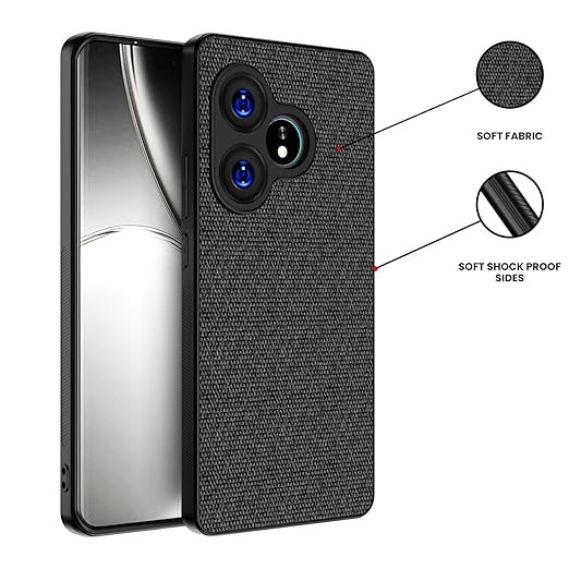 Kapa Soft Full Fabric Protective Back Case Cover for Realme GT 6 / GT 6T | Shockproof Slim Hard Anti Slip Back Case (Black)