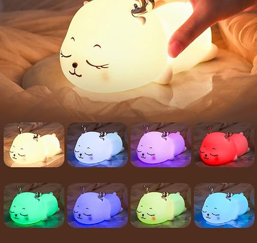 NYRWANA Night Lamp for Bedroom, Night Lamp for Kids, Cute Lamp, Light Lamp, Silicone Lamp, Lamp for Kids, Birthday Gifts, Valentine Gift for Girlfriend, Rechargeable, Deer Lamp (Multicolor)