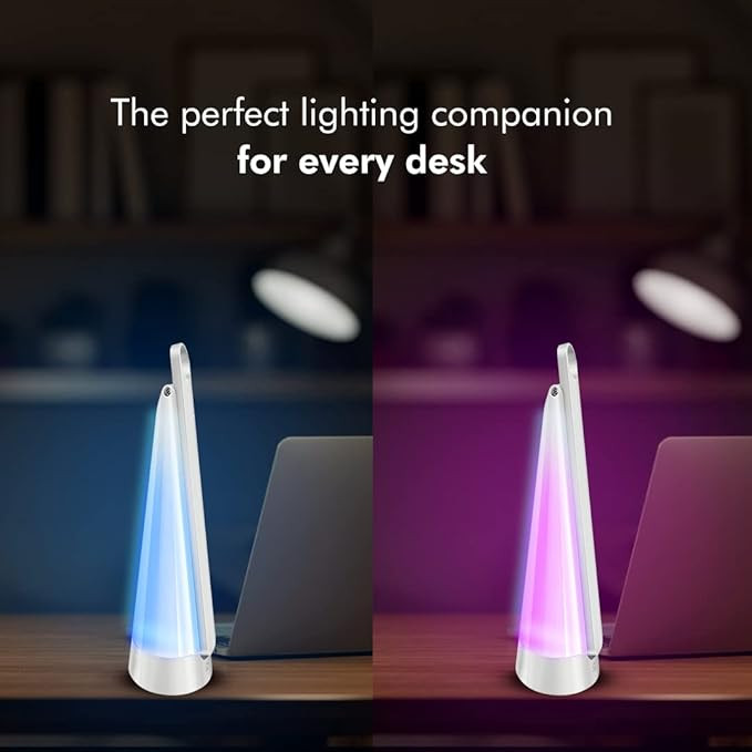 Wipro 6W Led Table Lamp With 3 Grade Dimming, Ambience Lighting, Six Colour Options And Adjustable Neck, USB Chargeable Multi-Purpose Table Lamp For Study I Desk Lamp, ABS. (Pack Of 1)