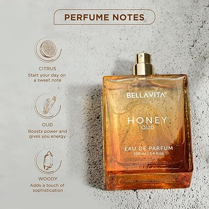 Bella Vita Luxury Honey Oud 100ml Long Lasting Perfume for Man and Woman | Bergamot, Patchouli & Vanilla | Sweet, Woody and Spicy Fragrance for Men & Women