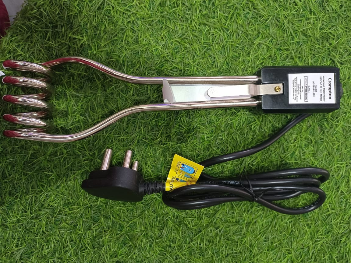 Crompton 1500w india Technology Electric Water Heater Immersion Rod With Waterproof & Shockproof Protection | Instant Heating With Bucket Holder | ISI Certified 1 Year Replacement Warranty