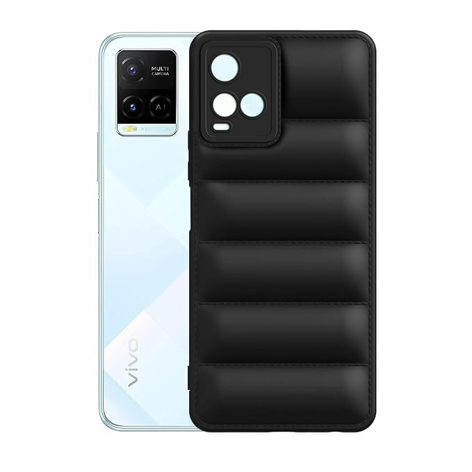 Plus Puffer Case Camera Protection Soft Back Cover for Vivo Y21 2021 - Black