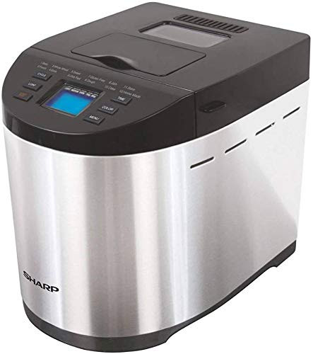 SHARP Atta and Bread Maker for Home, Kitchen | Fully Automatic Functions | 13 Pre Set Menu Including Gluten Free | 3 Crust Colours | Fruit & Nut Dispenser | LCD Display | Grey, Black I JAPAN QUALITY