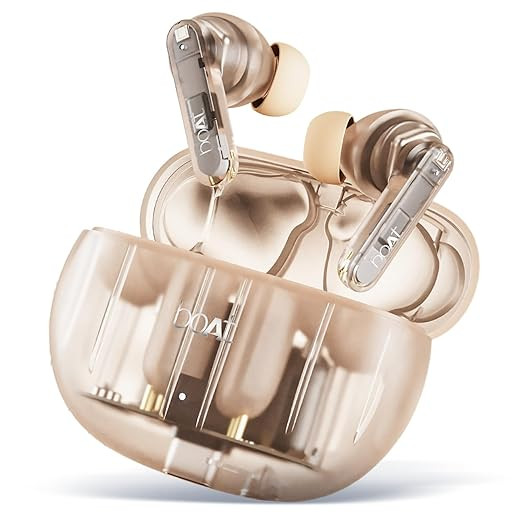 boAt Airdopes 191 ANC, 32dB ANC, Ambient Mode, 60HRS Battery, 4Mics ENx, in-Ear Detection, IWP Tech, Fast Charge, v5.3 Bluetooth Earbuds, TWS Ear Buds Wireless Earphones with mic (Pellucid Orange)