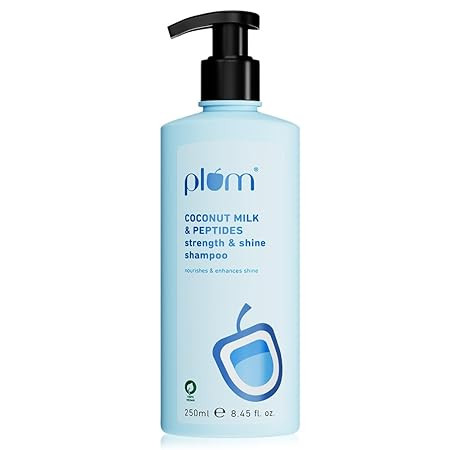 Plum Coconut Milk & Peptides strength & shine shampoo | Contains coconut milk, pea peptide | enhances hair's shine and strengthens hair | Paraben-Free| 100% vegan | 250ml