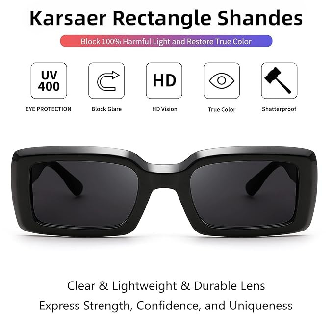 Karsaer Oversized Women Trendy Rectangle Sunglasses Nude Colored Chunky Frame Vintage Sqaure Y2K 90s Sunnies E1151