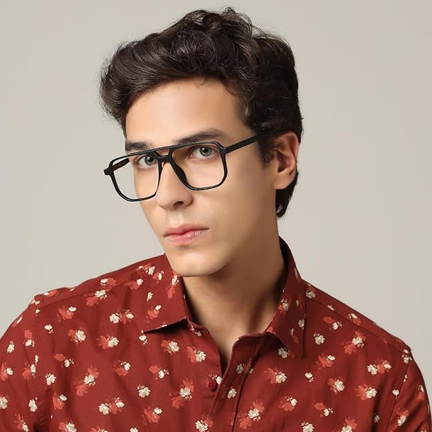 Visit the LensKandy Store LensKandy Pilot Blue Cut Computer Glasses for Eye Protection | Zero Power, Anti Glare & Blue Light Filter Glasses | UV Protection Eye Glass for Men & Women (Black) | Large