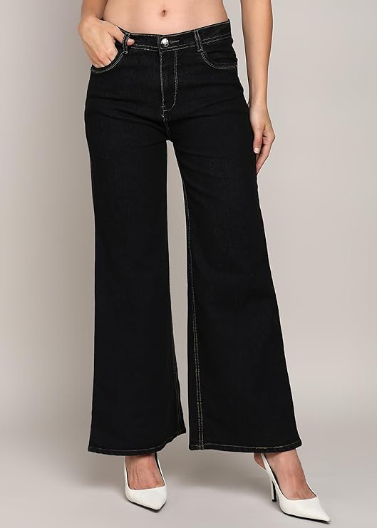 Nifty Women's Denim Wide Leg High Rise Jeans