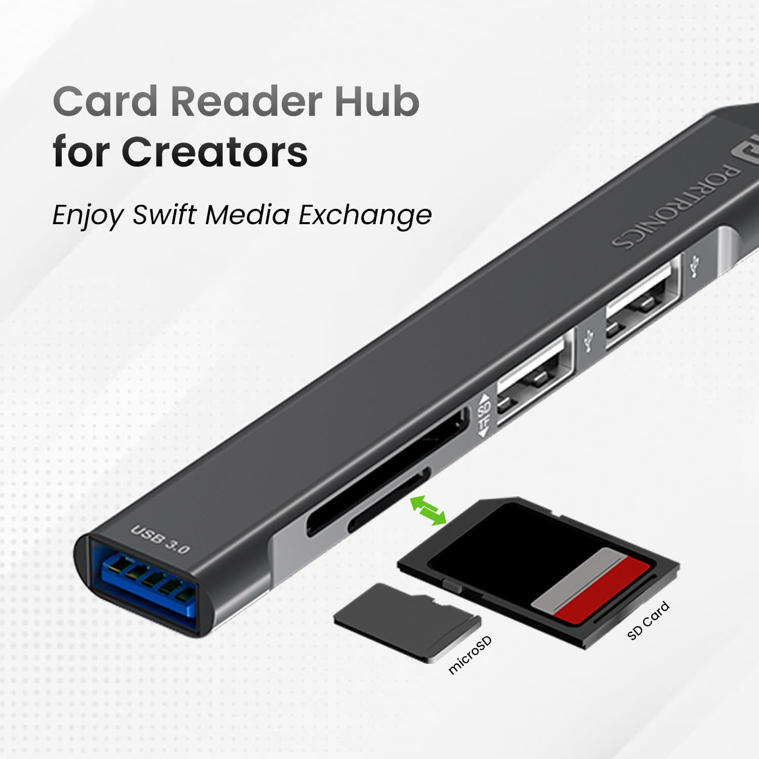 Portronics Mport 31 Plus USB 3.0 Hub (5-in-1) with USB & Type-C Dual Plugs, Upto 5 Gbps High Speed, USB 3.0, 2-Port USB 2.0 & SD/microSD Card Reader for Laptop, PC, Mac, Smartphone, Tablet (Grey)