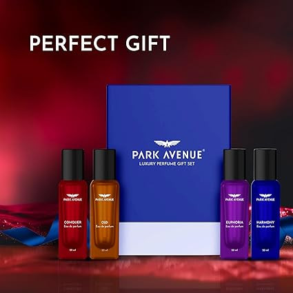 Park Avenue Luxury Perfume Gift Set for Men, 4x20 ml | Euphoria, Conquer, Harmony & Oud Perfume | Eau De Parfum | Premium Luxury Perfume for Corporate Man | Perfume for men Long Lasting Smell | Valent