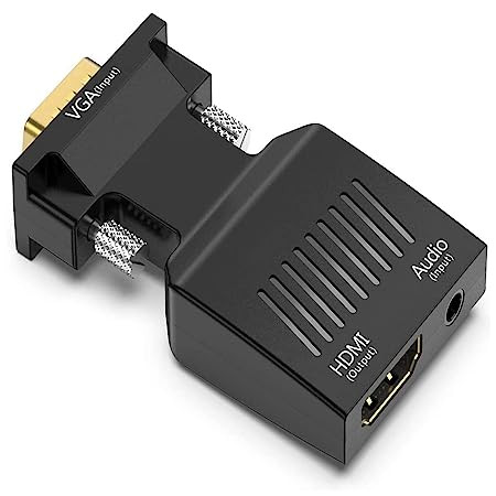 VGA to HDMI Adapter with Audio (PC VGA Source Output to TV/Monitor with HDMI Connector), 1080P Male VGA to Female HDMI Converter for Desktop, Laptop Projector, Monitor, HDTV (K-CHMPS-T-0058)