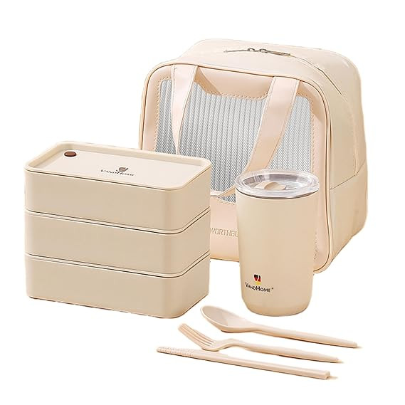 LUCIDO 3 Stainless Steel Container with Food Grade PU Insulated Executive Lunch Tiffin Boxes with 1 Lockable Glass for Office Men - 300ml Each (Brown)