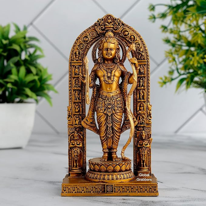 Global Grabbers 3D Ram Lalla Ayodhya Idol Statue Showpiece Murti for Home Decor Decoration Gift Gifting Items car Dashboard Accessories (BLU1-RL1, 6 INCH), Religious
