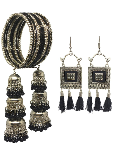 Jhumki design silver plated White Stone Bangles