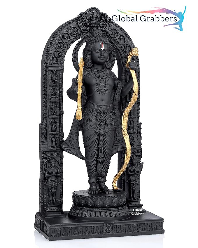 Global Grabbers Polyresin 3D Ram Lalla Ayodhya Idol Statue Showpiece Murti for Home Decor Decoration Gift Gifting Items