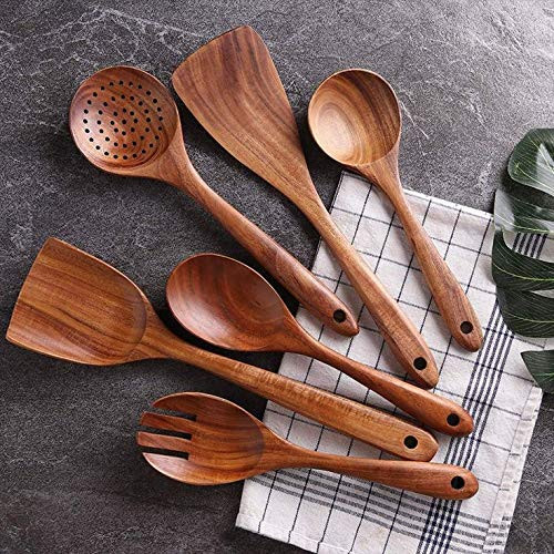 Wooden Serving and Cooking Spoons Set Kitchen Organizer Items Kitchen Accessories Items,40 centimeter