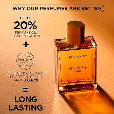 Bella Vita Luxury Honey Oud 100ml Long Lasting Perfume for Man and Woman | Bergamot, Patchouli & Vanilla | Sweet, Woody and Spicy Fragrance for Men & Women