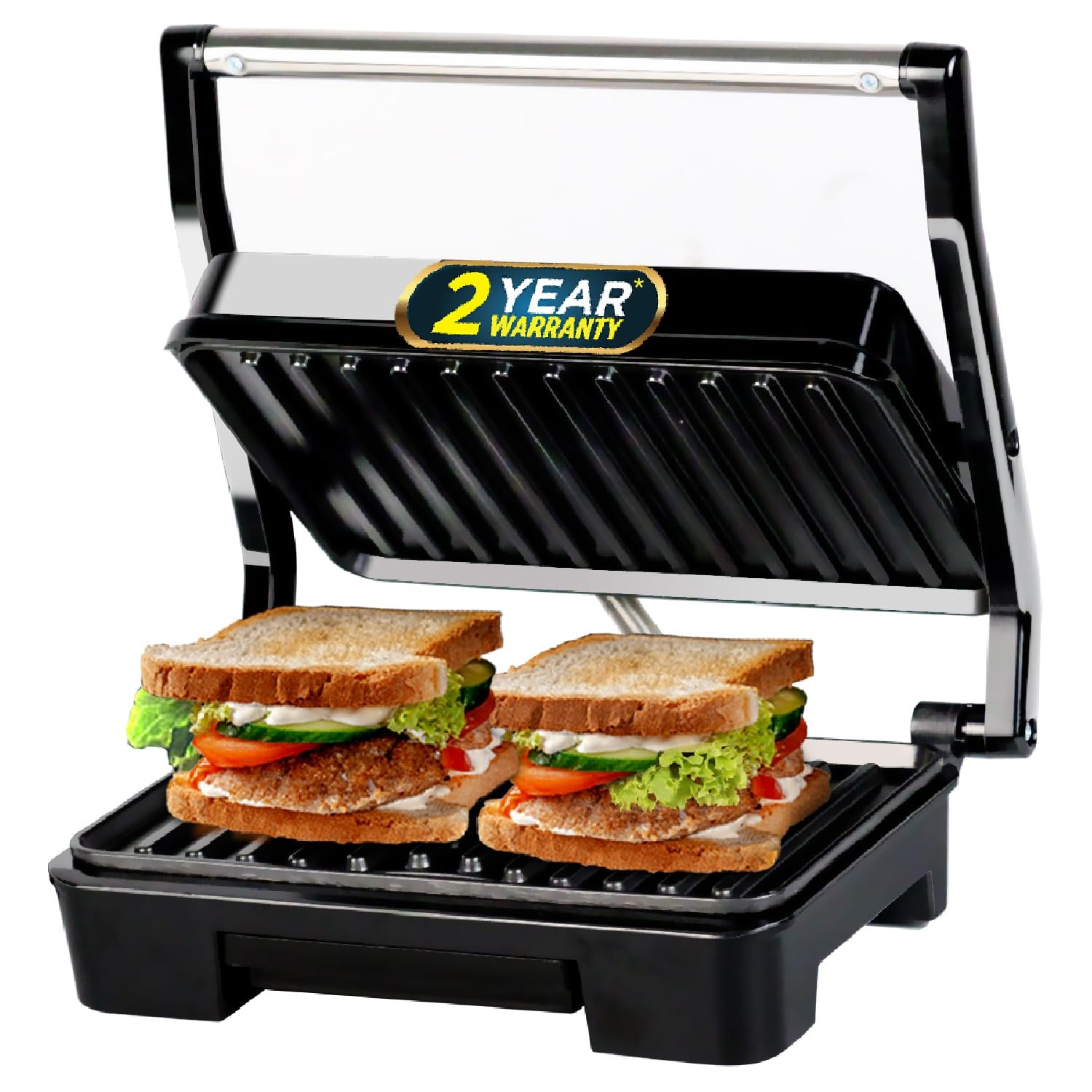 iBELL SM410N Sandwich Maker with Non Stick Sandwich Plates Grill & Toast, Electric, Nonstick, 800 Watt (Black)