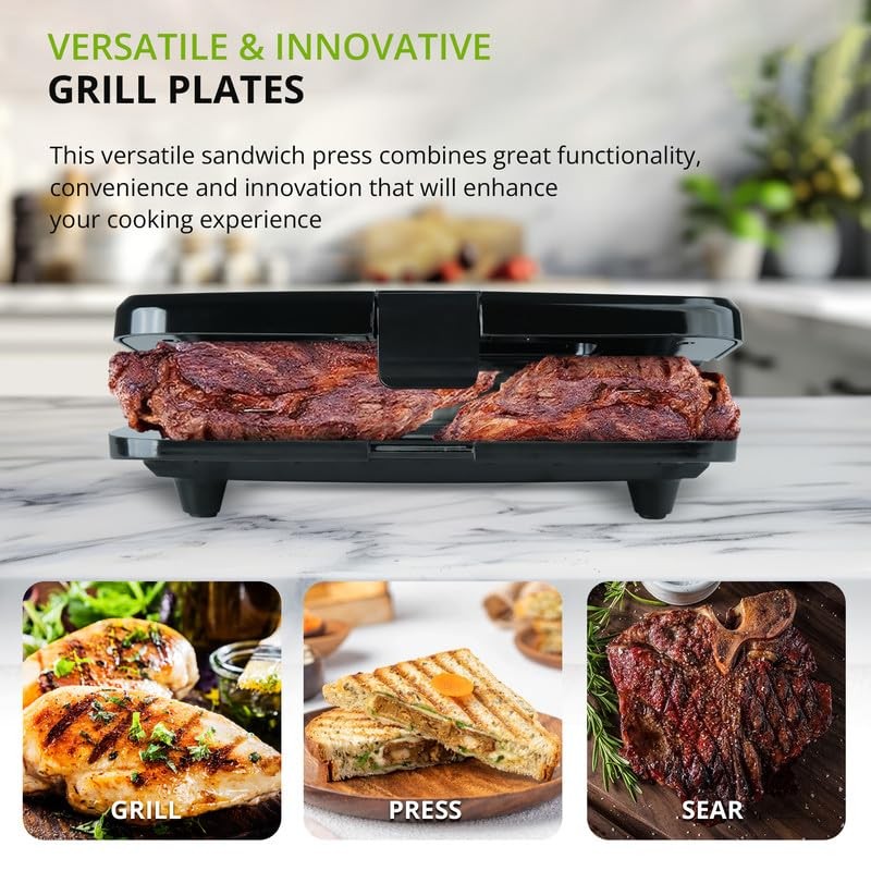 iBELL SM410N Sandwich Maker with Non Stick Sandwich Plates Grill & Toast, Electric, Nonstick, 800 Watt (Black)