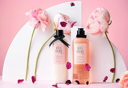 Kimirica Love Story Mild Bubble Bath and Bath Salt Combo for Muscle Relief,Moisturising and Relaxing | Men & Women 100% Vegan (290ml + 290g)