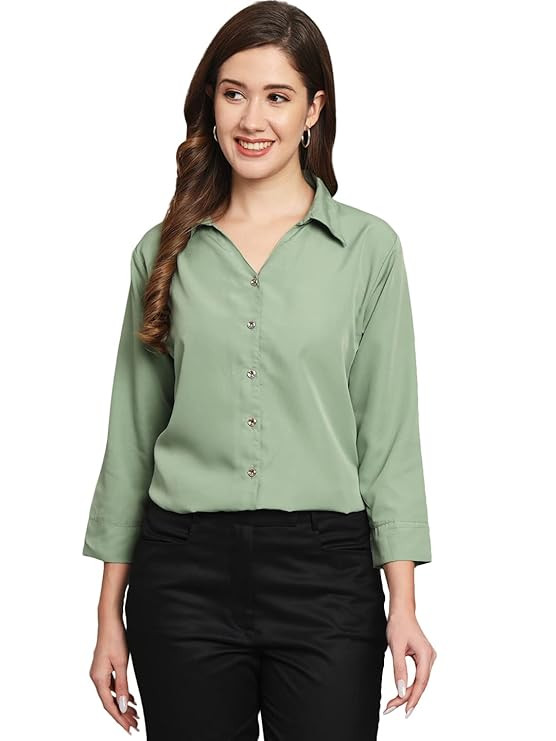 FUNDAY FASHION Women Regular Fit Solid V Collered Casual Shirt