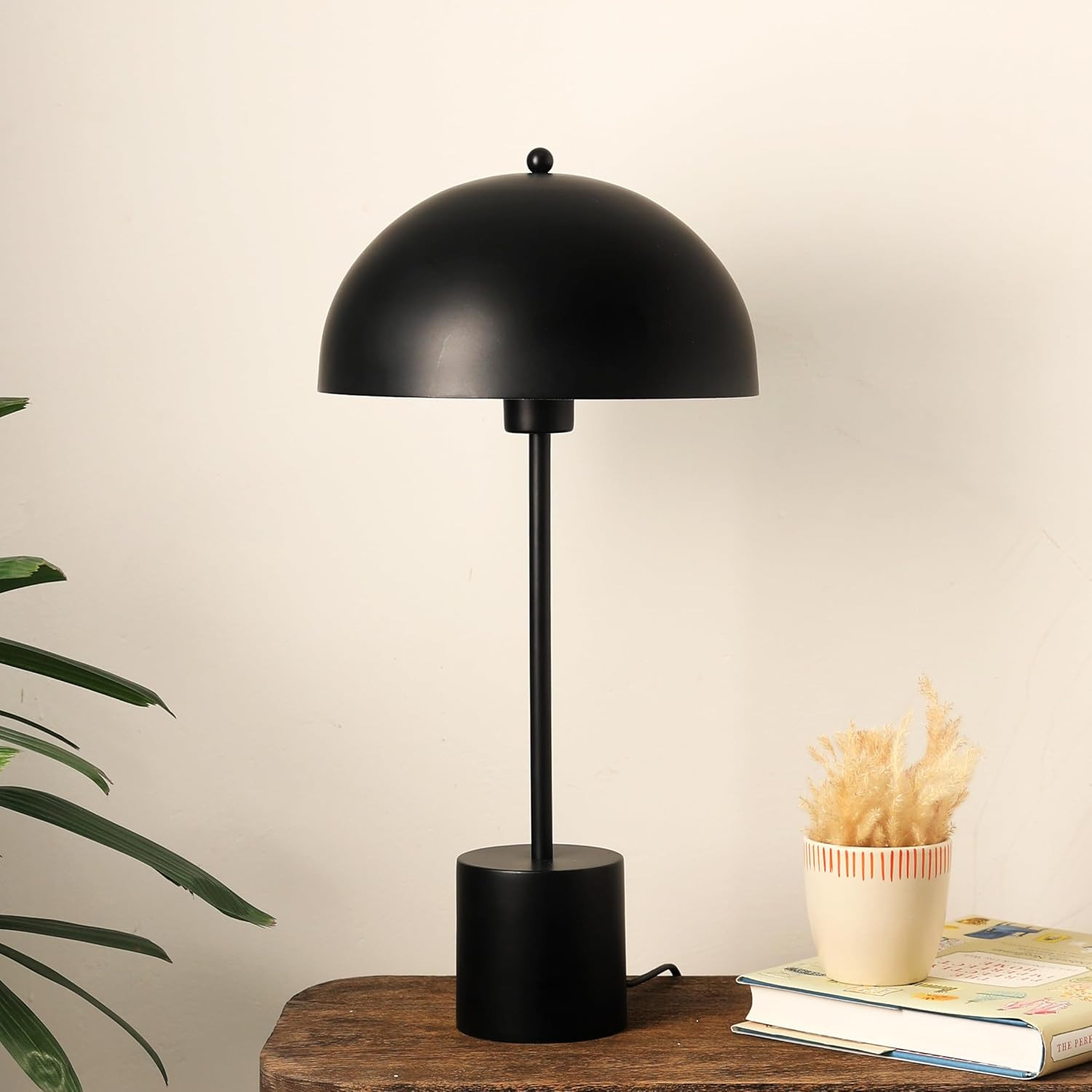 FIG Living Pagen 100 - Table Lamp (Black) | Modern Design Lampshade | Best for Living Room, Bedside, Cafe & Restaurant | Night Lamp (Bulb not Included) | 2.5 MTS Corded Cables with On/Off Switch