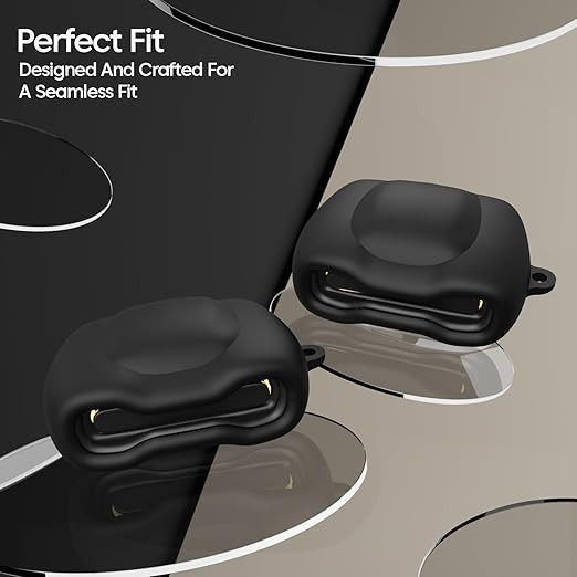 Sounce Earphone Case Cover Compatible for Boult Audio UFO, Soft Silicone Skin Case Cover Shock-Absorbing Protective Case with Keychain [Front LED Visible] (Black)