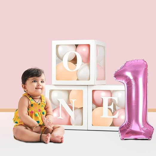 Party Propz Birthday Decoration Items - 47pcs | One Box For 1st Birthday | Birthday Decoration Items 1 Year | Pastel Balloons For Birthday Decoration | First Birthday Decorations (Foil, Latex)