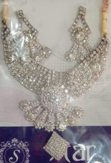 womens Silver Plated Austrian Diamond Floral Design Choker