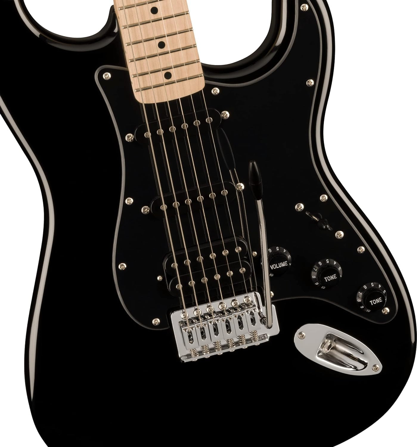 Fender Squier 6 String Solid-Body Electric Guitar with Gig-Bag, Polishing Cloth, Strap, Picks & E-Book - Black
