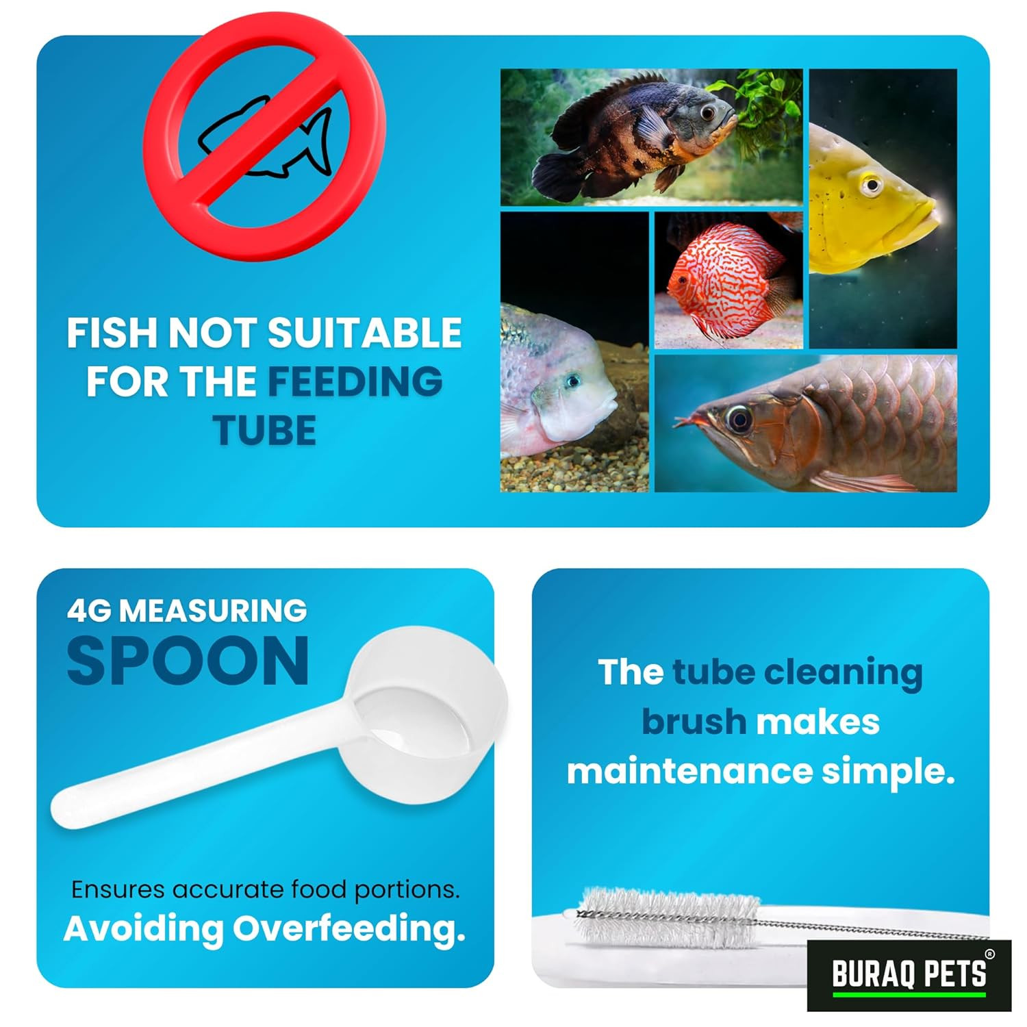 Buraq Fish Tank Multi-Functional Fish Feeder Tube Set with Funnel & Fish Feeding Ring, Fish Food Feeding Tube for Aquarium Fish Tank