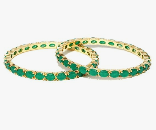 Traditional ruby green gold plated bangle set for womens