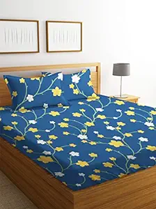 100% Cotton Double Bedsheet with 2 Pillow Covers, Blue