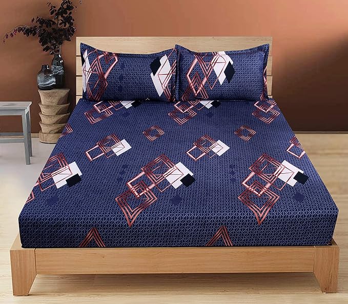 100% Cotton Double Bedsheet with 2 Pillow Covers, Blue