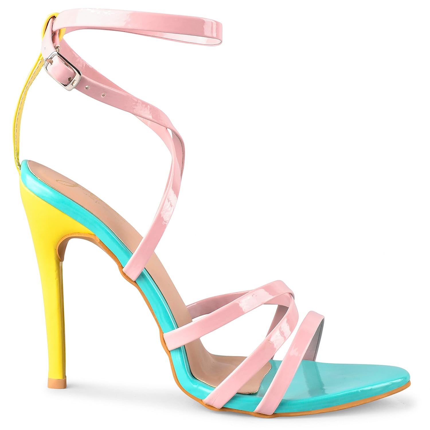 JM LOOKS Women's Ankle Strap Stylish Pencil Heel Sandal Trendy Party & daily Fashion Sandals