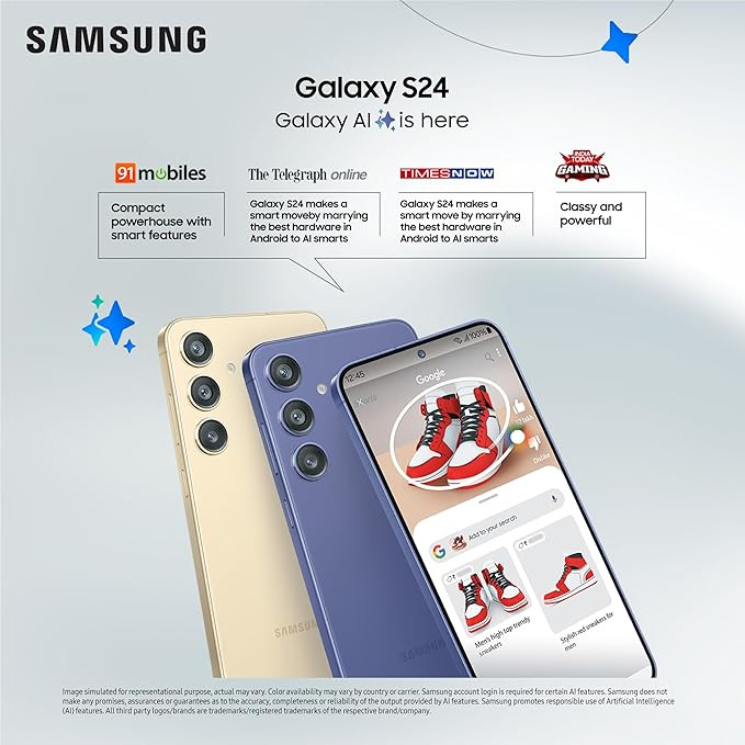 Samsung Galaxy S24 5G AI Smartphone (Amber Yellow, 8GB, 256GB Storage)